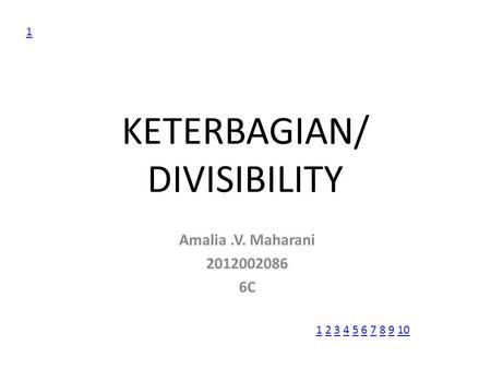 KETERBAGIAN/ DIVISIBILITY