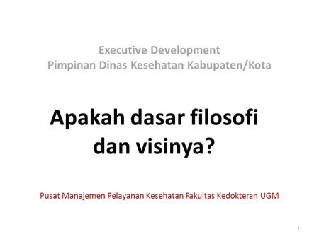Executive Development Pimpinan Dinas Kesehatan Kabupaten/Kota