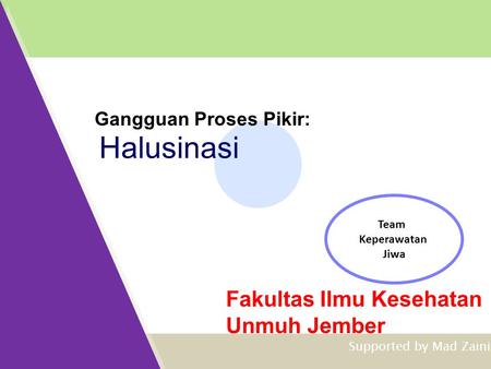 Fakultas Ilmu Kesehatan Unmuh Jember Halusinasi Gangguan Proses Pikir: Team Keperawatan Jiwa Supported by Mad Zaini.