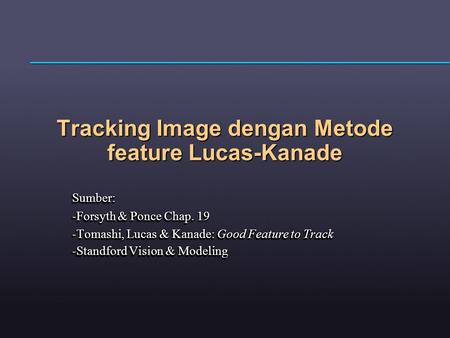Tracking Image dengan Metode feature Lucas-Kanade