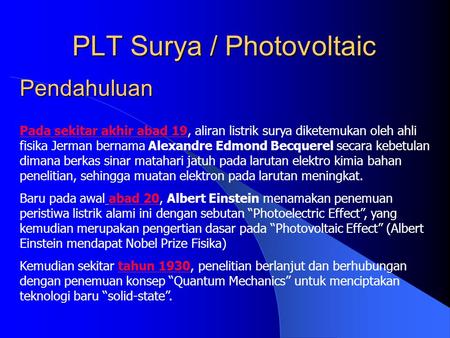 PLT Surya / Photovoltaic