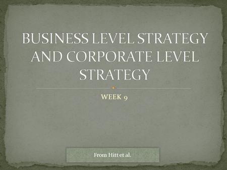 BUSINESS LEVEL STRATEGY AND CORPORATE LEVEL STRATEGY