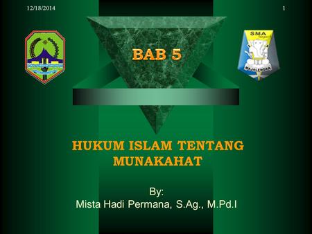 12/18/20141 HUKUM ISLAM TENTANG MUNAKAHAT By: Mista Hadi Permana, S.Ag., M.Pd.I.