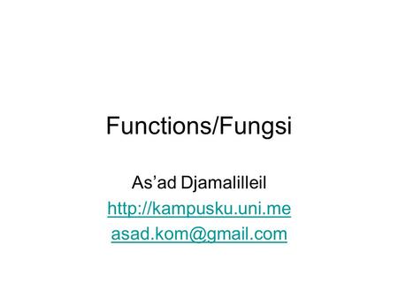 Functions/Fungsi As’ad Djamalilleil