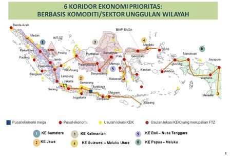 6 KORIDOR EKONOMI PRIORITAS: BERBASIS KOMODITI/SEKTOR UNGGULAN WILAYAH 6 5 Usulan lokasi KEK yang merupakan FTZ 1 KE Sumatera 2 KE Jawa KE Bali – Nusa.