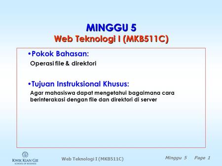 MINGGU 5 Web Teknologi I (MKB511C)