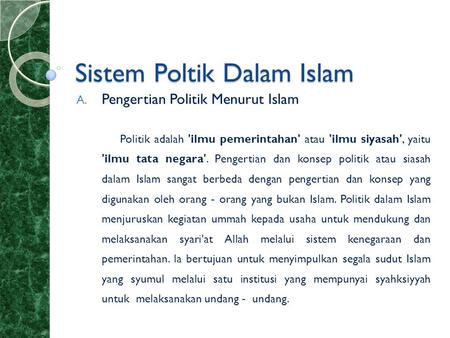 Sistem Poltik Dalam Islam
