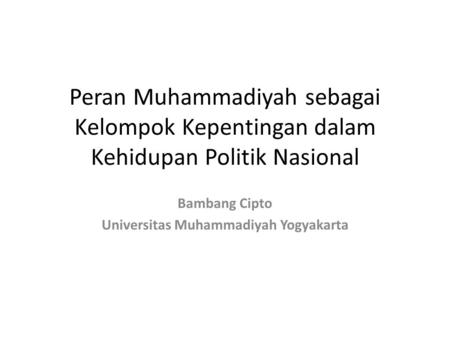 Bambang Cipto Universitas Muhammadiyah Yogyakarta