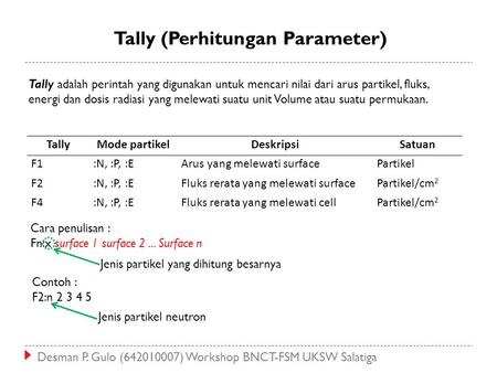 Tally (Perhitungan Parameter)