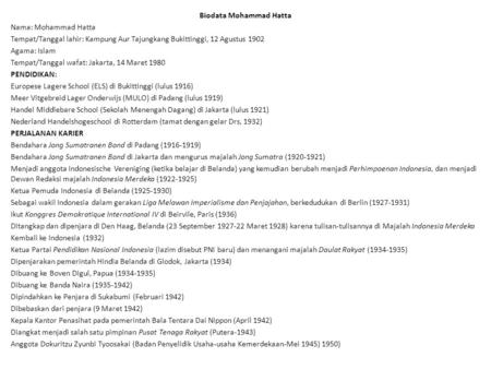 Biodata Mohammad Hatta