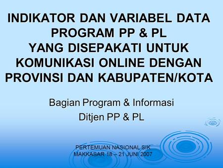Bagian Program & Informasi Ditjen PP & PL