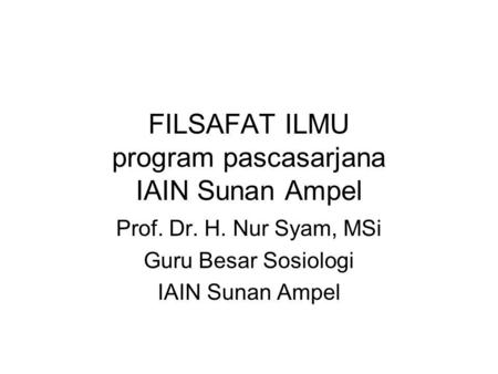 FILSAFAT ILMU program pascasarjana IAIN Sunan Ampel