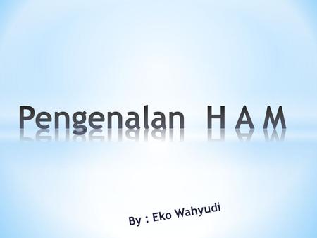 Pengenalan H A M By : Eko Wahyudi.