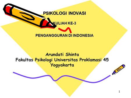 PSIKOLOGI INOVASI KULIAH KE-3 PENGANGGURAN DI INDONESIA