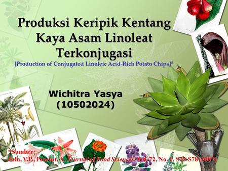 Produksi Keripik Kentang Kaya Asam Linoleat Terkonjugasi [Production of Conjugated Linoleic Acid-Rich Potato Chips]* Wichitra Yasya (10502024) *Sumber: