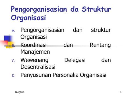 Pengorganisasian da Struktur Organisasi