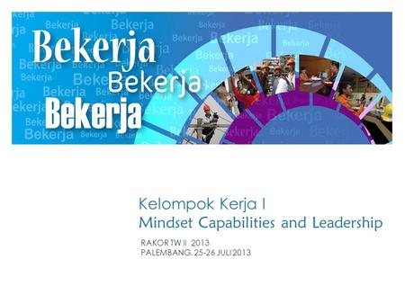 Kelompok Kerja I Mindset Capabilities and Leadership RAKOR TW II 2013 PALEMBANG, 25-26 JULI 2013.