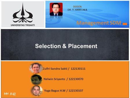 Management SDM Selection & Placement Zulfri Sandra Sakti /