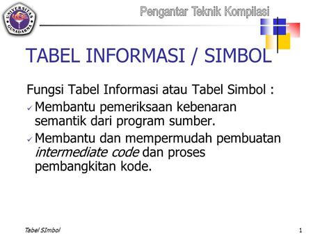 TABEL INFORMASI / SIMBOL
