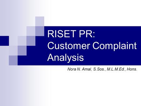 RISET PR: Customer Complaint Analysis