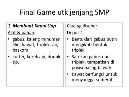 Final Game utk jenjang SMP