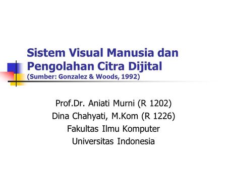 Prof.Dr. Aniati Murni (R 1202) Dina Chahyati, M.Kom (R 1226)