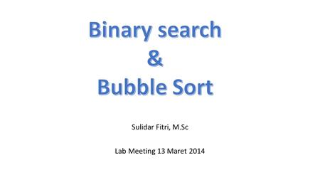 Sulidar Fitri, M.Sc Lab Meeting 13 Maret 2014