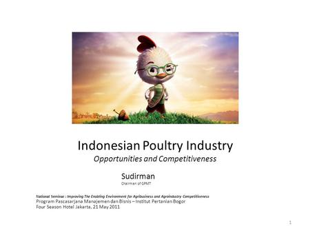 Indonesian Poultry Industry Opportunities and Competitiveness