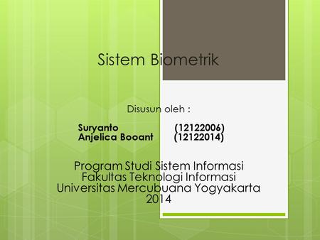 Sistem Biometrik Program Studi Sistem Informasi