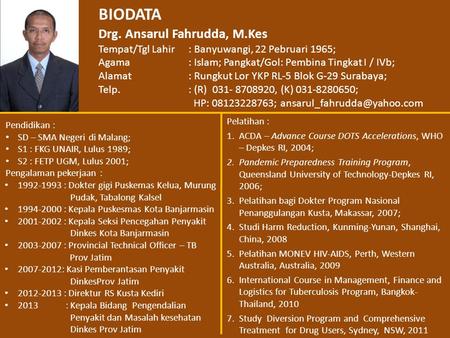 BIODATA Drg. Ansarul Fahrudda, M.Kes