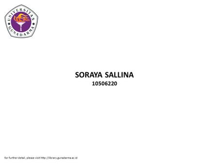 SORAYA SALLINA 10506220 for further detail, please visit
