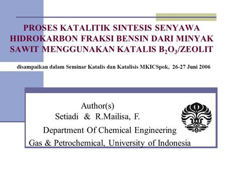 Department Of Chemical Engineering