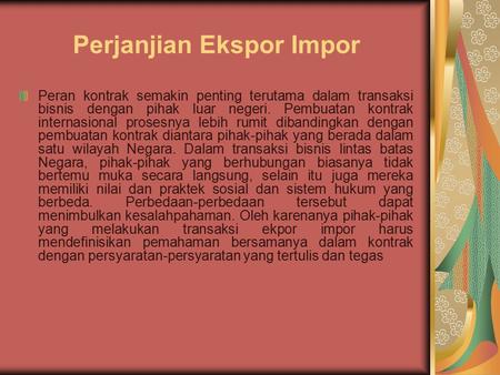 Perjanjian Ekspor Impor