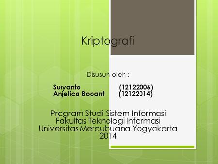 Kriptografi Program Studi Sistem Informasi