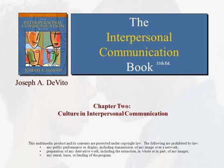 Chapter Two: Culture in Interpersonal Communication