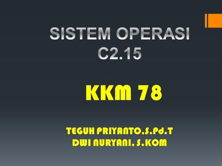 SISTEM OPERASI C2.15 KKM 78 TEGUH PRIYANTO,S.Pd.T DWI NURYANI, S.KOM.