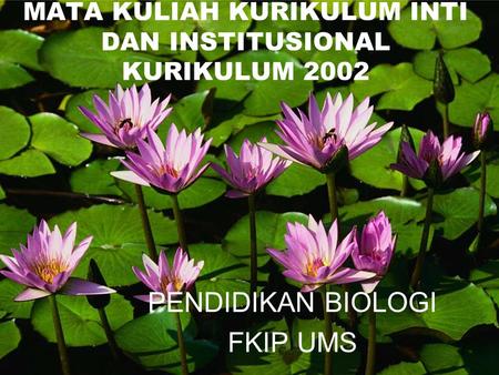 MATA KULIAH KURIKULUM INTI DAN INSTITUSIONAL KURIKULUM 2002 PENDIDIKAN BIOLOGI FKIP UMS.