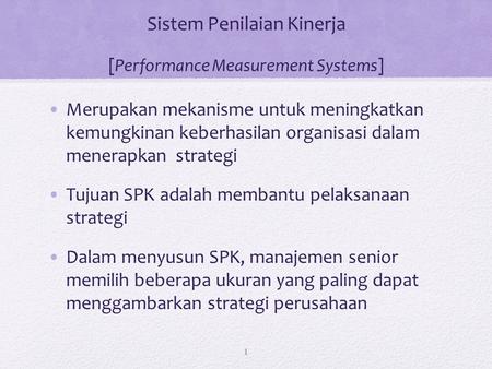 Sistem Penilaian Kinerja [Performance Measurement Systems]