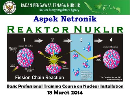 Basic Professional Training Course on Nuclear Installation 18 Maret 2014 Aspek Netronik R e a k t o r N u k l i r.