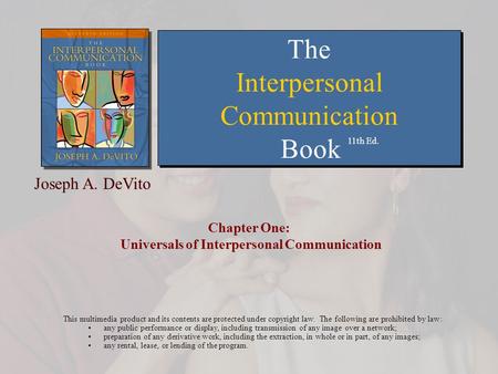 Chapter One: Universals of Interpersonal Communication