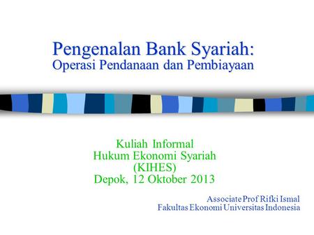 Pengenalan Bank Syariah: