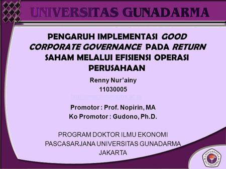 Promotor : Prof. Nopirin, MA Ko Promotor : Gudono, Ph.D.