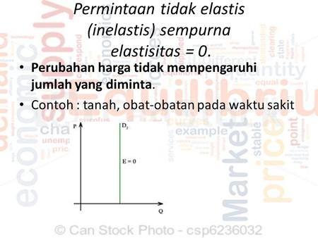 Permintaan tidak elastis (inelastis) sempurna elastisitas = 0.