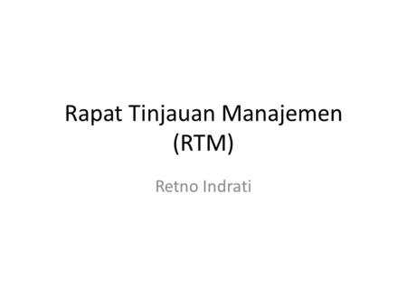 Rapat Tinjauan Manajemen (RTM)
