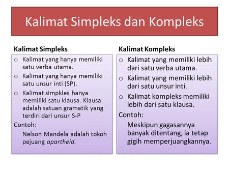 Kalimat Simpleks dan Kompleks