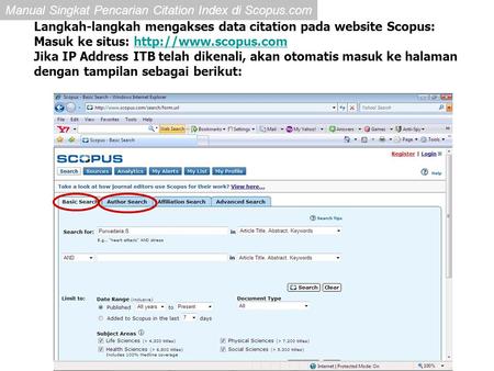 Langkah-langkah mengakses data citation pada website Scopus: