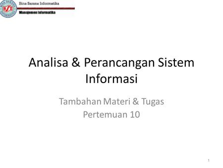 Analisa & Perancangan Sistem Informasi