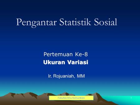 Pengantar Statistik Sosial
