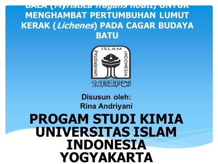 PROGAM STUDI KIMIA UNIVERSITAS ISLAM INDONESIA YOGYAKARTA 2015