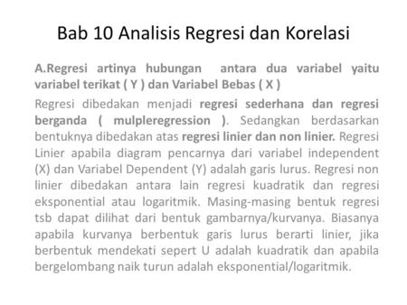Bab 10 Analisis Regresi dan Korelasi